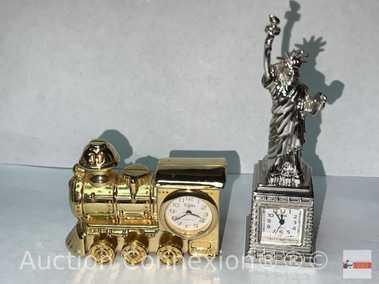 Collectible Mini clocks - 2, Train engine and Statue of Liberty