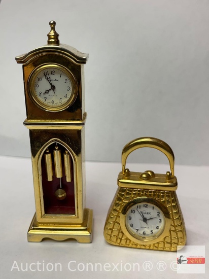 Collectible Mini clocks - 2, Purse and Grandfather clock