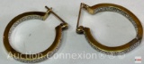 Jewelry - Earrings, pr. sterling silver, gold plated pierced earrings w/stones, (1 as is bent)