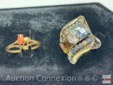 Jewelry - Rings, 2 Rhinestone costume rings, missing some stones