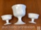 Vintage Glassware - 3 Milk Glass, grape bunches motif, 6.5