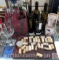 Wine bottles, bottle labels, wine corks, stemware glass