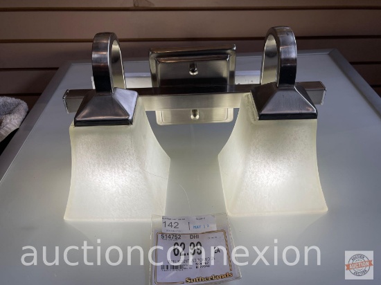 Lighting - New, Wall mount 2 light, Torino opaque glass shades w/ Satin nickel fixture mount