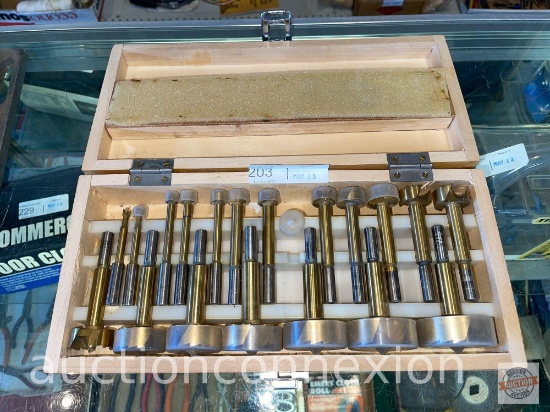 Tools - Forstener 19pc. Bit set in wooden dove tailed storage box
