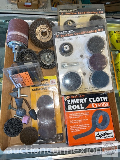 Tools - Sanding bits, wire wheels, wire brush bits, 2" surface conditioning kits and Emery cloth