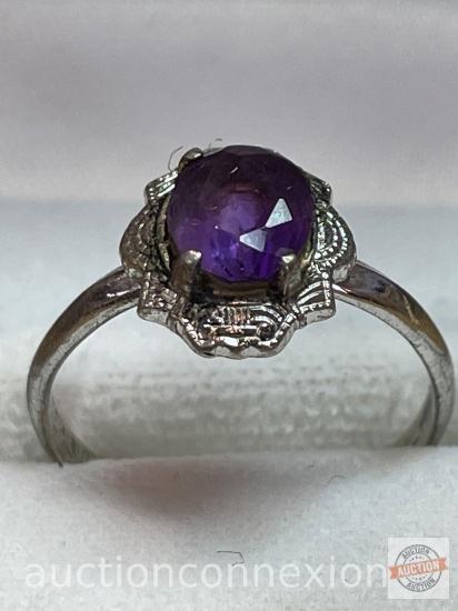 Jewelry - Fashion Ring, sterling w/ purple round cut stone, sz 6.25