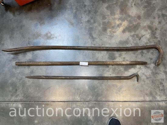 Tools - 3 vintage pry bars - 36", 51", 42" Model A axle bar