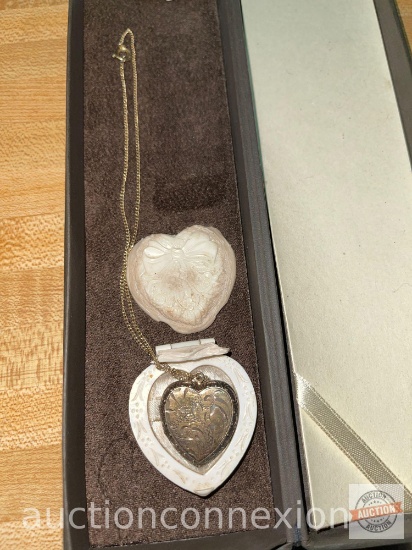 Jewelry - Locket, Vintage engraved silver tone locket marked 1/20 12k gold filled on gold tone chain