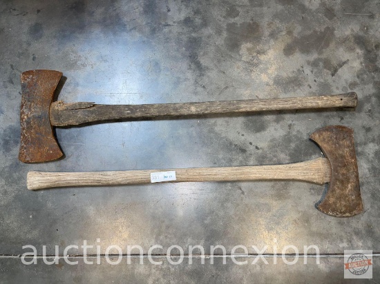 Tools - 2 lg. vintage double head axes, 36" (Collins)