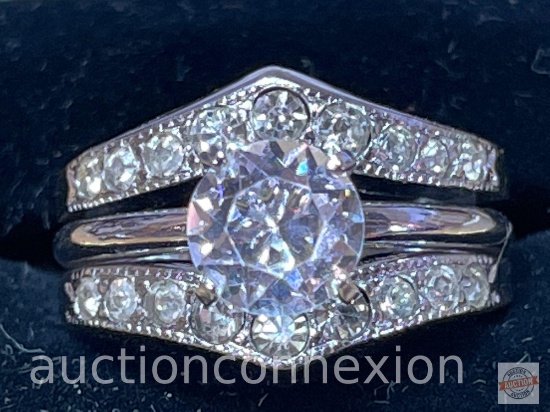 Jewelry - Fashion Ring, 18k heavy gold electroplated wedding set, sz 6