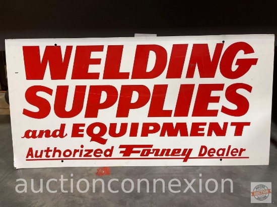 Signs - 2 Double sided, "Welding Supplies & Equipment" (corner as is), 32"wx16"h