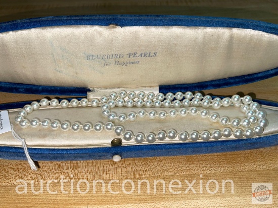 Jewelry - Necklace, 14" Hand tied, knotted 85 sized simulated pearls