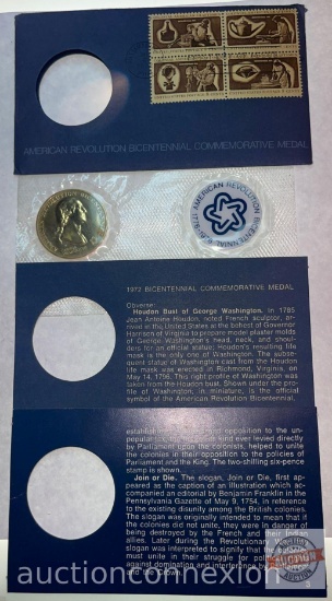 Coins - First Day Issue 1972 American Revolution Bicentennial commemorative coin & token w/stamps