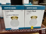 Lighting - 2 Satco Nuvo single light Flush mount, polished brass base, 6