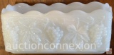 Vintage Fire-King Milk glass dish by Anchor Hocking, grapes motif, 8