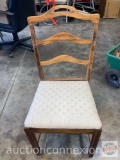 Vintage Wood side chair w/ upholstered seat