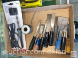 Tools - 9 chisels and Soldering iron w/solder