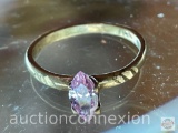 Jewelry - Ring, Marked 14k gold (don't believe it is gold), sz 6.25 with pink stone