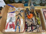 Tools - 2 Boxes tools, cutters, wire cutters, tin snips, punches, screwdrivers, hammer etc.