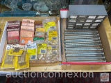 Tools - 2 boxes hardware, doors & window, gutter spikes and small tool organizer drawer