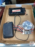 Vintage Ray0vac head lamp light, batt.op and vintage Sears rechargeable battery pack