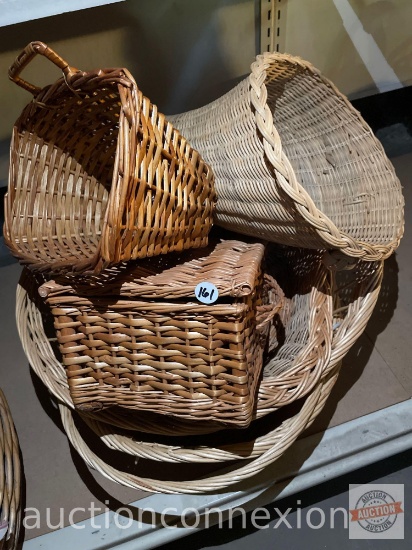 Baskets - 5 misc. handled baskets, boxes, cornucopia