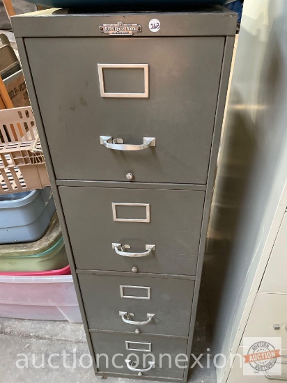 File Cabinet - 4 drawer Remington Rand Aristocrat, upright, gray, 51"hx15"wx28"d
