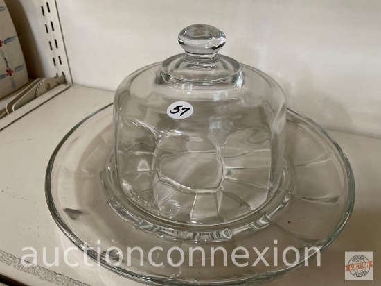 Glassware - Covered cheese dish, 10.75"w