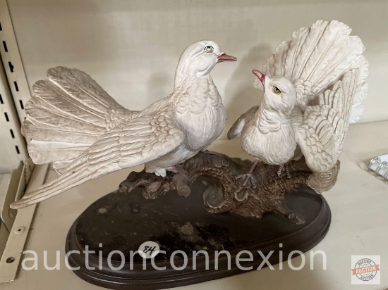 Figurine - Lg. double dove figurine, 8.25"h on 11"wx5.5"w wooden base