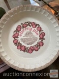 Bakeware - 5 - casserole dish and 4 pie plates, Royal china Jeannette cherry pie plate w/recipe