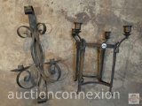 2 lg. heavy metal candle holders - Wall mount double candle 20