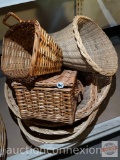 Baskets - 5 misc. handled baskets, boxes, cornucopia