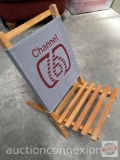 New in box Channel 6 folding beach chair, wooden, orig. box