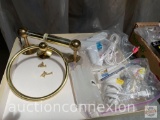 Glue guns and glue, brass tissue holder and towel ring