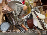 Kitchen utensils, sifter, molds, electric knife, English muffin breaker, tongs, measuring cups etc.