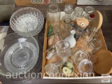 Glassware - bowls, small vases, bottles, jars