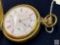 Pocket Watch - Perfection USA, jeweled, Roman numerals w/second hand, Thumb set, pink face, pressed