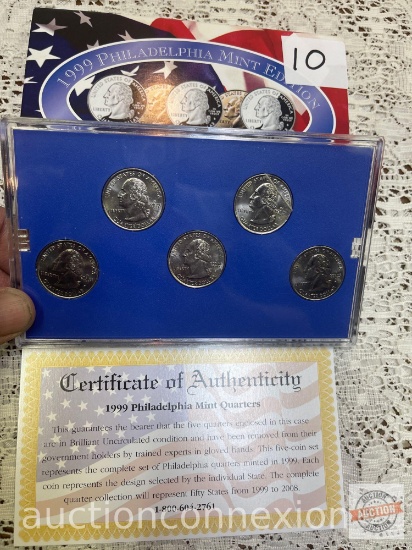 Coins - 1999 Philadelphia Mint Edition State Quarter Collections, DE, PA, NJ, GA, CT