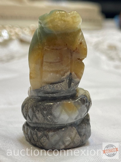 Carved Jade figurine, Cobra snake 2.25"h