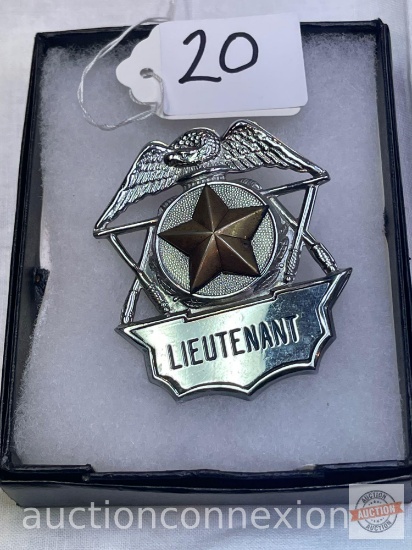 Hat Badge, Lieutenant, Eagle 5 star, 2.5"h