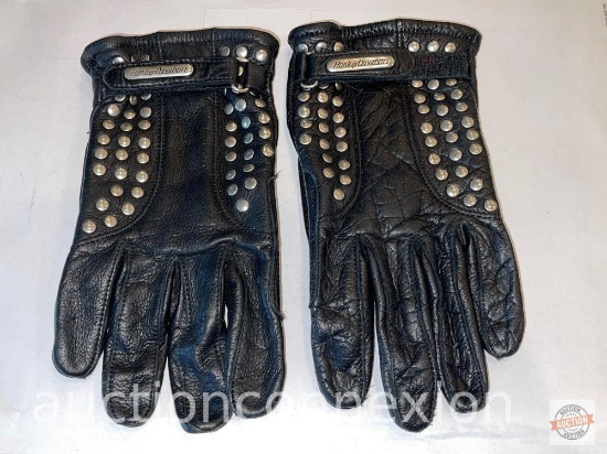 Harley Davidson Gloves - women's sz. small Black genuine leather, studded gloves