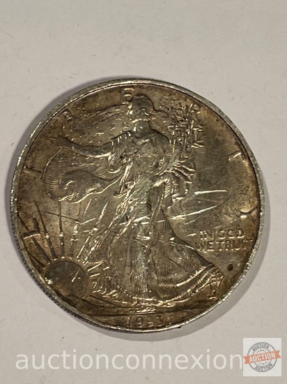 Coins - Walking Liberty Silver Dollar, 1 oz. fine silver, 1993