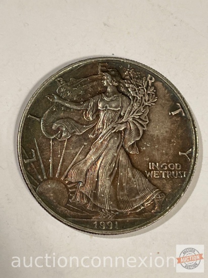 Coins - Walking Liberty Silver Dollar, 1 oz. fine silver, 1991