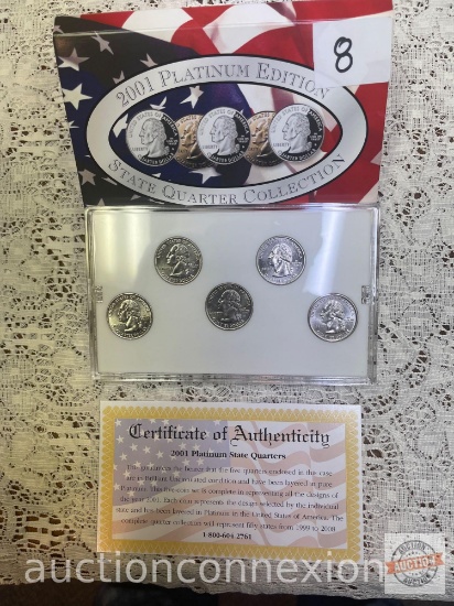 Coins - 2001 Platinum Edition State Quarter Collections, NY, NC, RI, VT, KY