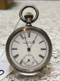 Pocket watch - Waltham Royal, Roman numerals, second hand, 15 jewels, made in 1898, coin silver case