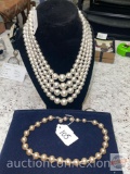 Jewelry - Lg. simulated 4 strand pearl waterfall necklace and single strand necklace