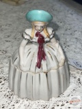 Figural Woman Porcelain Dresser Box, 5.25