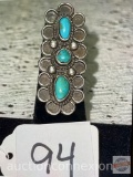 Jewelry - Ring, Lg. sterling ring w/ 3 turquoise stones, 2