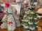 Christmas - 2 trees, vintage ceramic lighted tree and stuffed tree