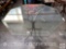 Furniture - Glass top beveled edge Octagon kitchen table, metal 4 legged base, as is some chips